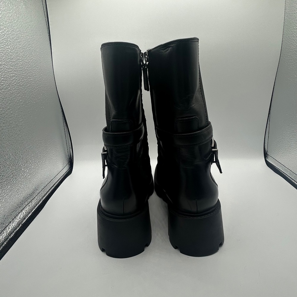 Franco Sarto Emerson Black Leather Lug Sole Moto Ankle Boots Womens 8M A-EMERSON - Picture 6 of 12